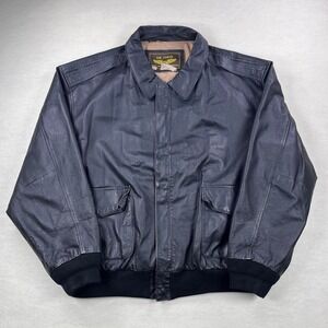 VTG Landing Leathers Air Force A-2 Flight Bomber Jacket Black Leather Mens 3XL